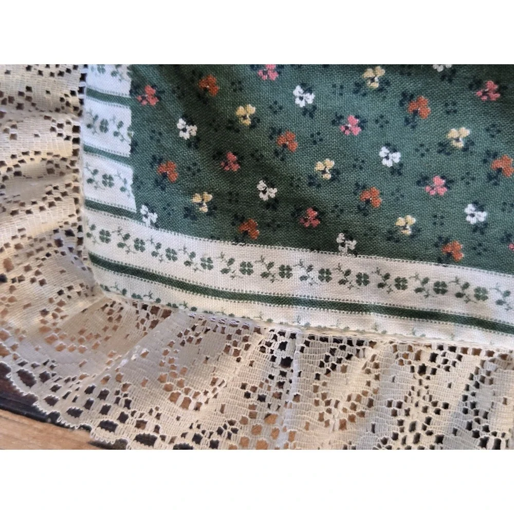 Vintage Handmade Bonnet Girl Pillow Cover Lace Ruffle Cottagecore Folk Art
